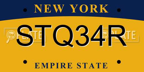STQ34R New York License Plate