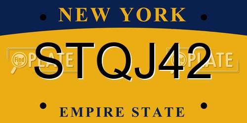 STQJ42 New York License Plate
