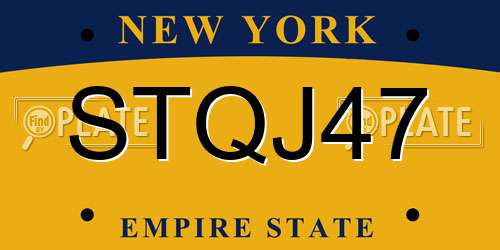 STQJ47 New York License Plate