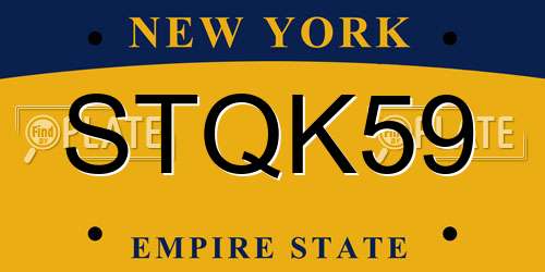 STQK59 New York License Plate