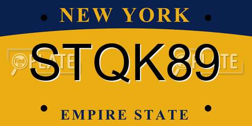 STQK89 New York License Plate