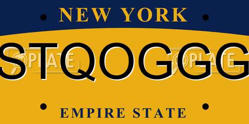 STQOGGG New York License Plate