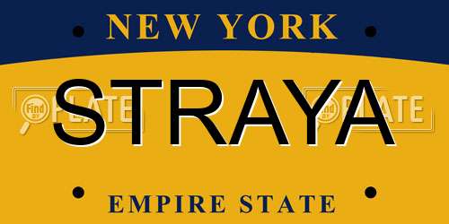 STRAYA New York License Plate