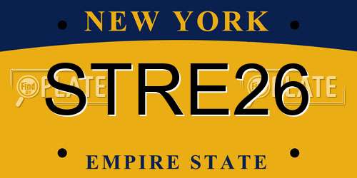 STRE26 New York License Plate