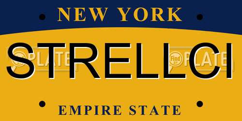 STRELLCI New York License Plate