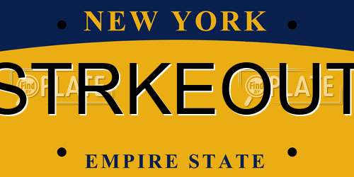 STRKEOUT New York License Plate