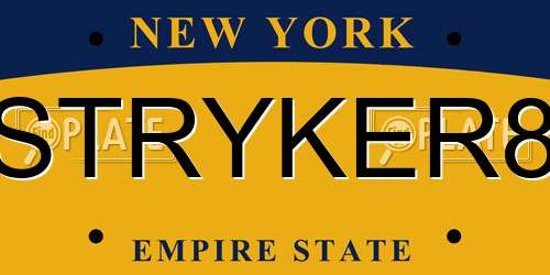 STRYKER8 New York License Plate