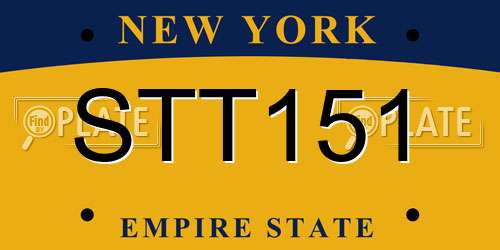 STT151 New York License Plate