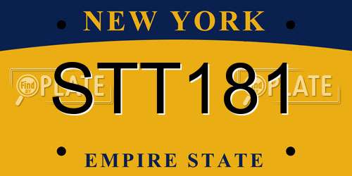 STT181 New York License Plate