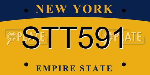STT591 New York License Plate