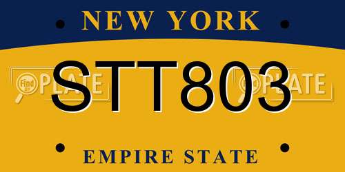 STT803 New York License Plate
