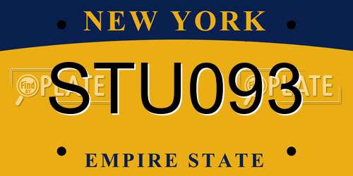 STU093 New York License Plate