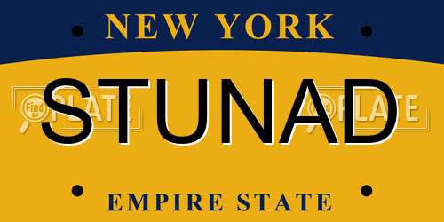 STUNAD New York License Plate