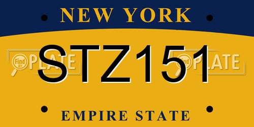 STZ151 New York License Plate