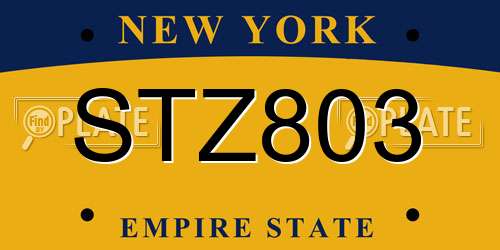 STZ803 New York License Plate