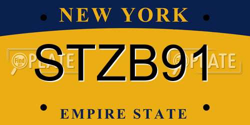 STZB91 New York License Plate