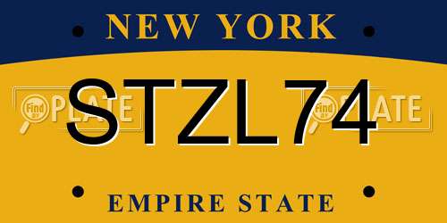 STZL74 New York License Plate