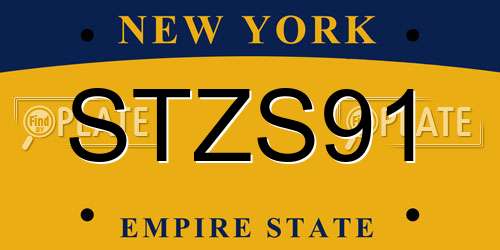STZS91 New York License Plate