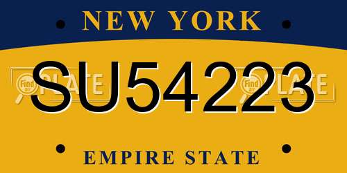 SU54223 New York License Plate
