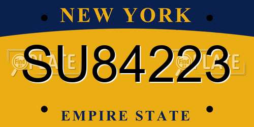 SU84223 New York License Plate