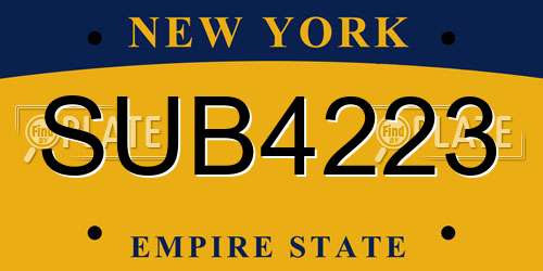 SUB4223 New York License Plate