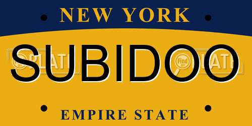 SUBIDOO New York License Plate