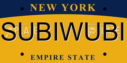 SUBIWUBI New York License Plate