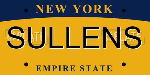 SULLENS New York License Plate