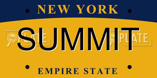 SUMMIT New York License Plate