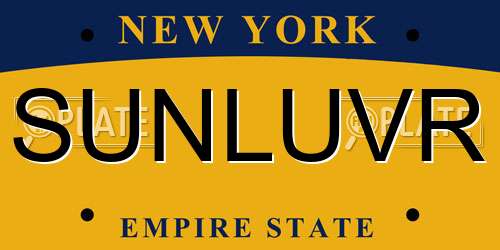 SUNLUVR New York License Plate