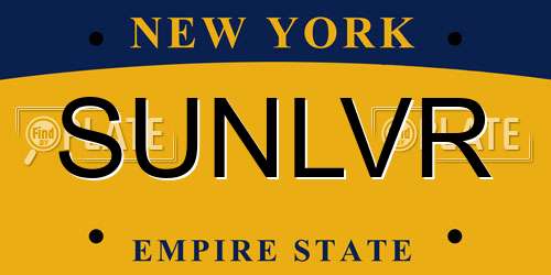 SUNLVR New York License Plate