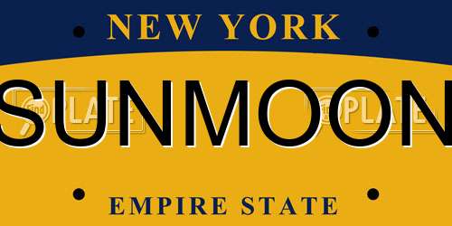SUNMOON New York License Plate