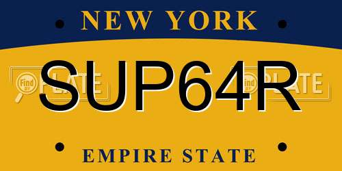 SUP64R New York License Plate