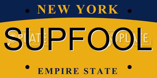SUPFOOL New York License Plate