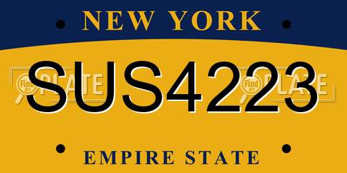SUS4223 New York License Plate