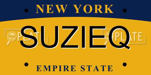SUZIEQ New York License Plate