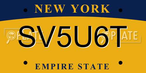 SV5U6T New York License Plate