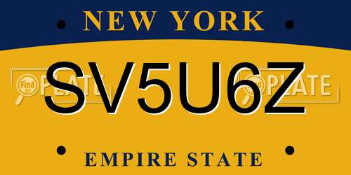 SV5U6Z New York License Plate