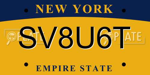 SV8U6T New York License Plate