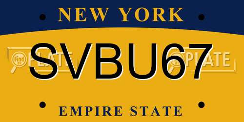 SVBU67 New York License Plate