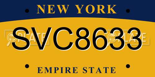 SVC8633 New York License Plate