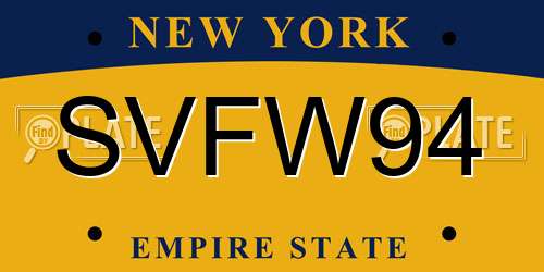 SVFW94 New York License Plate
