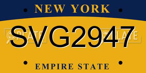 SVG2947 New York License Plate