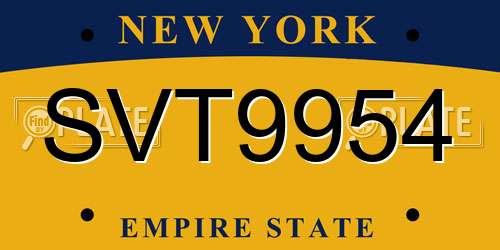 SVT9954 New York License Plate