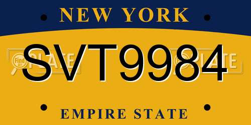 SVT9984 New York License Plate