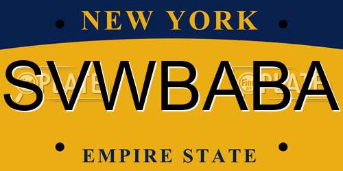 SVWBABA New York License Plate
