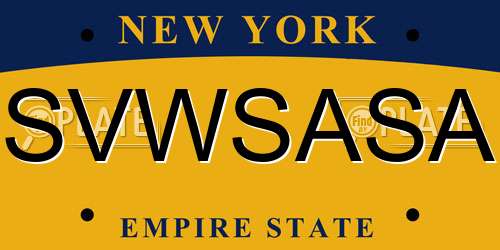 SVWSASA New York License Plate