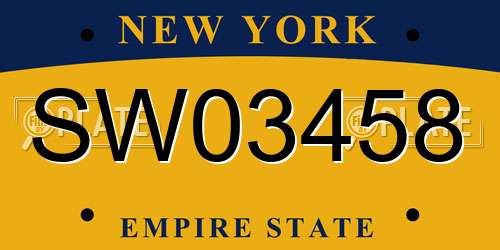 SW03458 New York License Plate