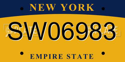SW06983 New York License Plate
