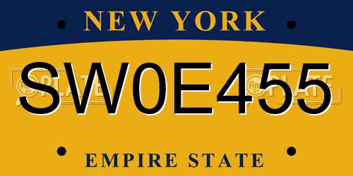SW0E455 New York License Plate